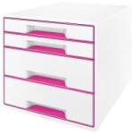Pojemnik z 4 szufladami Leitz WOW, perłowy biały / różowy