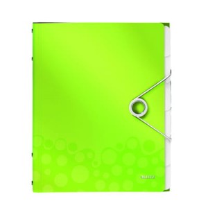 Teczka segregująca Leitz WOW, 12 przekładek 200k A4 Metaliczna zielona