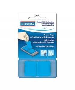 ZAKŁADKI INDEKSUJĄCE DONAU, PP, 25X45MM, 1X50 KART., NIEBIESKIE