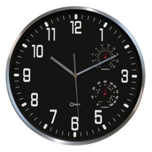 Zegar ścienny CEP Thermo-hygro, 30cm, czarny