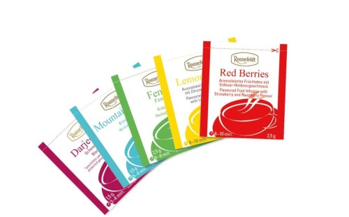 Przykładowe saszetki Ronnefeldt Teavelope