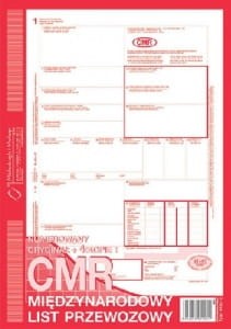 CMR Międzynarodowy list przewozowy, A4, (oryginał + 4 kopie)