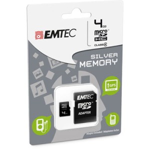 Karta pamięci EMTEC MicroSDHC z adapterem SD 4GB Silver Class 4