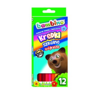 Kredki BAMBINO trójkątne 12 kol. dł. 18 cm w pud.kart.