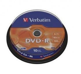 Płyta VERBATIM DVD-R cake box 10 4.7GB 16x Matt Silver opak. 10szt.