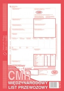 CMR Międzynarodowy list przewozowy (numerowany), A4, (oryginał + 4 kopie)