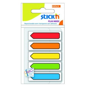 ZAKŁADKI INDEKSUJ.SAMOP. STRZAŁKI, MIX 5 KOL.NEON - 45X12MM