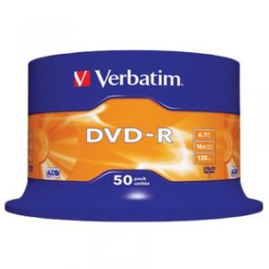 Płyta VERBATIM DVD-R cake box 50 4.7GB 16x Matt Silver opak. 50szt.
