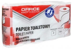 PAPIER TOALETOWY CELULOZOWY OFFICE PRODUCTS, 2-WARSTWOWY, 150 LISTKÓW, 15M, 8SZT., BIAŁY
