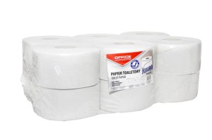 PAPIER TOALETOWY MAKULATUROWY OFFICE PRODUCTS JUMBO, 1-WARSTWOWY, 120M, 12SZT., BIAŁY