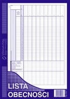 Lista obecności, A4, offset