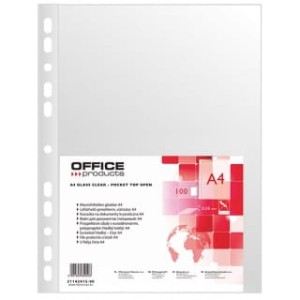 KOSZULKI NA DOKUMENTY OFFICE PRODUCTS, PP, A4, KRYSTAL, 50MIKR., 100SZT.