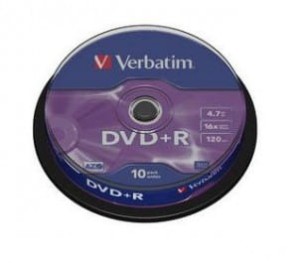 Płyta VERBATIM DVD+R cake box 10 4.7GB 16x Matt Silver opak 10szt.