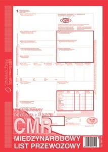 CMR Międzynarodowy list przewozowy (numerowany), A4, (oryginał + 3 kopie)