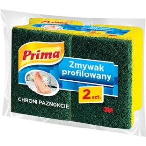 GĄBKA DO ZMYWANIA PRIMA, PROFILOWANA, 2SZT., ŻÓŁTA
