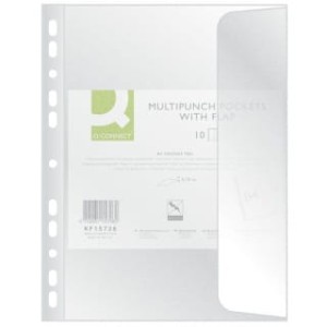 KOSZULKI Z KLAPKĄ Q-CONNECT, PP, A4, GROSZKOWE, 100MIKR., 10SZT.