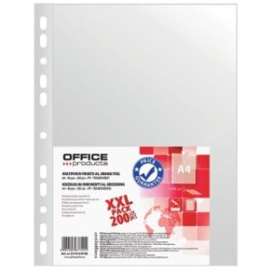 KOSZULKI NA DOKUMENTY OFFICE PRODUCTS, PP, A4, GROSZKOWE, 40MIKR., 200SZT.
