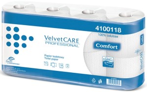 PAPIER TOALETOWY CELULOZOWY VELVET PROFESSIONAL, 2-WARSTWOWY, 138 LISTKÓW, 15M, 8SZT., BIAŁY