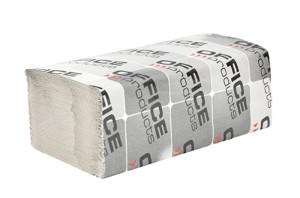 RĘCZNIKI SKŁADANE ZZ MAKULATUROWE EKONOMICZNE OFFICE PRODUCTS, 1-WARSTWOWE, 4000 LISTKÓW, 20SZT., SZARE