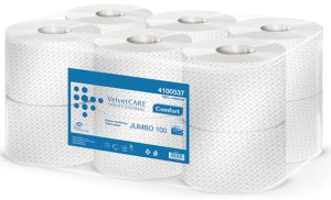 PAPIER TOALETOWY CELULOZOWY VELVET PROFESSIONAL JUMBO, 2-WARSTWOWY, 800 LISTKÓW, 100M, 12SZT., BIAŁY