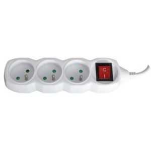 PRZEDŁUŻACZ Q-CONNECT, 3 GNIAZADA, 3M, Z WYŁ., BIAŁY