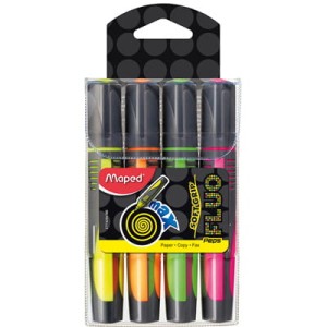 ZAKREŚLACZ FLUO PEPS MAX MIX KOL. 4 SZT ETUI 