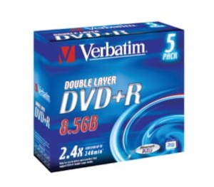 Płyta VERBATIM DVD+R DL jewel case 8.5GB 8x Matt Silver opak. 5szt
