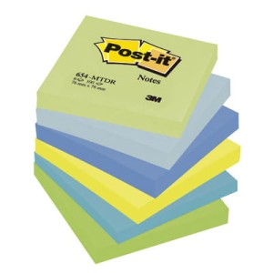 654MTDR Samoprzylepne bloczki Postit®, paleta marzycielska, 6 sztuk po 100 kart, 100 kart. 76x76 mm