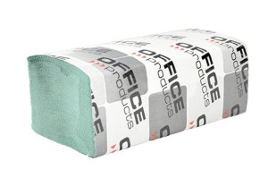 RĘCZNIKI SKŁADANE ZZ MAKULATUROWE EKONOMICZNE OFFICE PRODUCTS, 1-WARSTWOWE, 4000 LISTKÓW, 20SZT., ZIELONE