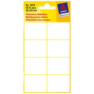 Białe minietykiety do opisywania ręcznego; 40 etyk./op., 38 x 29 mm, białe