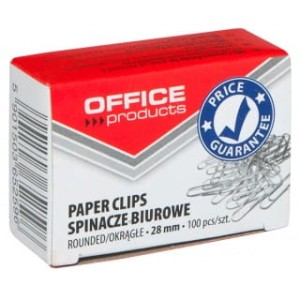 SPINACZE OKRĄGŁE OFFICE PRODUCTS, 28MM, 1000SZT., SREBRNE
