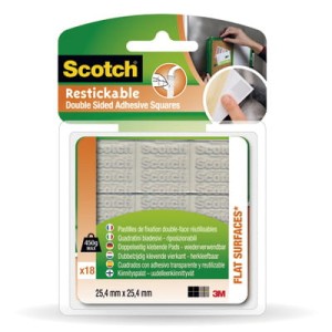 Taśma montażowa wielokrotnego użytku Scotch® Reusable Mounting 18 sztuk, 24mm × 24mm