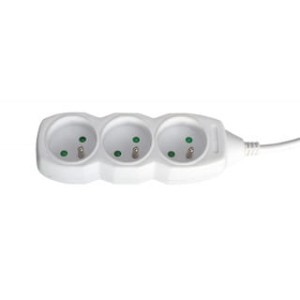 PRZEDŁUŻACZ Q-CONNECT, 3 GNIAZADA, 3M, Z UZIEMIENIEM, BIAŁY