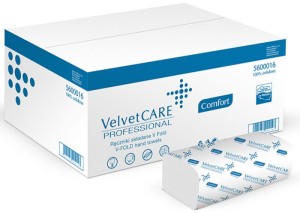 RĘCZNIKI SKŁADANE ZZ CELULOZOWE VELVET PROFESSIONAL, 2-WARSTWOWE, 3000 LISTKÓW, 20SZT., BIAŁE