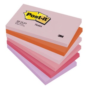 655FLJO Samoprzylepne bloczki Postit®, paleta radosna, 6 sztuk po 100 kart. 127x76mm