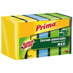 GĄBKA DO ZMYWANIA PRIMA MAXI, UNIWERSALNA, 5SZT., MIX KOLORÓW