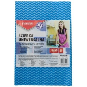 ŚCIERKA UNIWERSALNA OFFICE PRODUCTS, WISKOZA 70%, GR. 40G/MKG, 32X50CM, 5SZT., NIEBIESKA