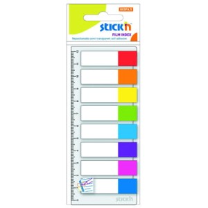 ZAKŁADKI INDEKS. 8 KOLORÓW.NEON X 15 SZT. + LINIJKA